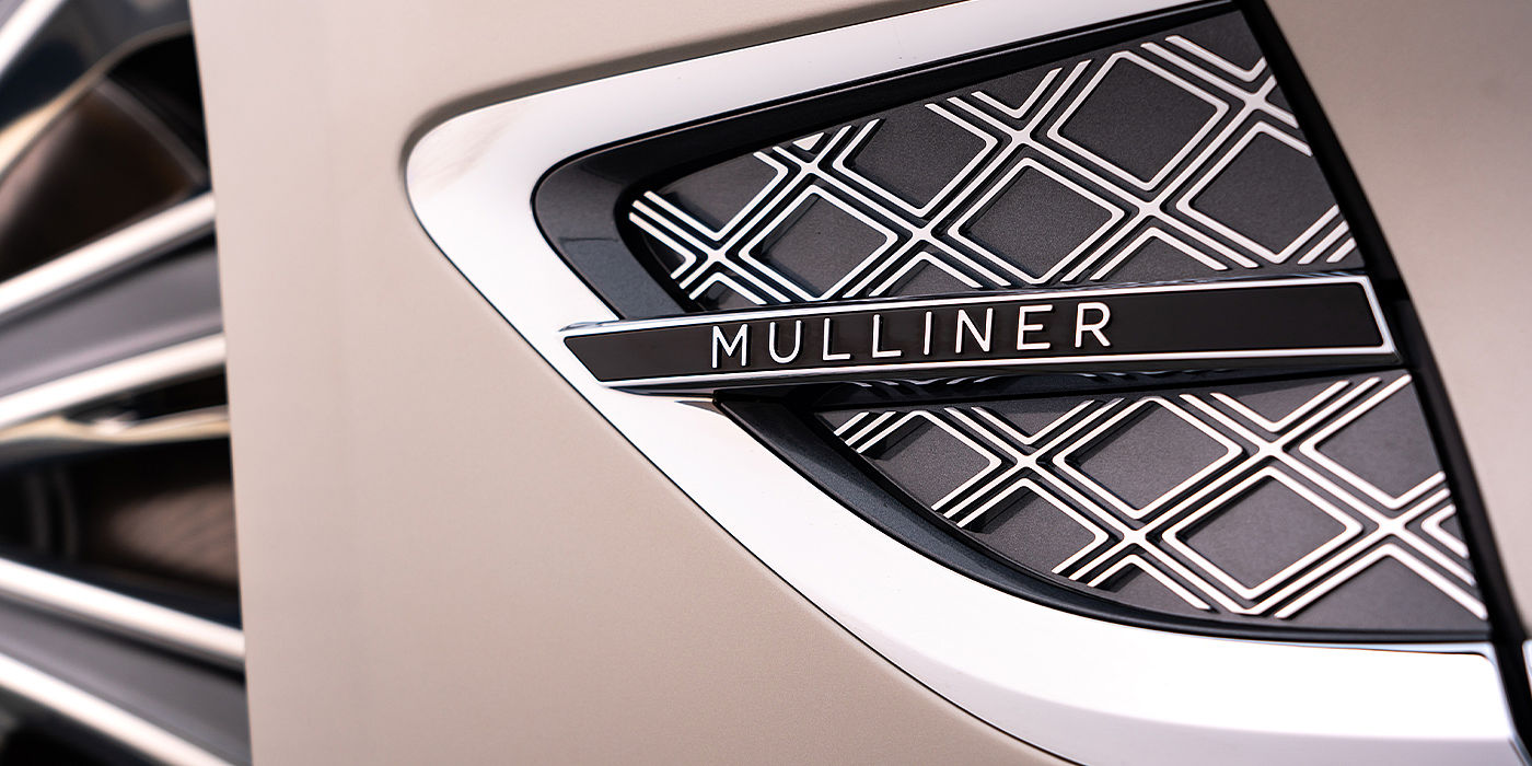 Bentley Monaco Bentley Continental GT Mulliner coupe in White Sand paint Mulliner wing vent close up